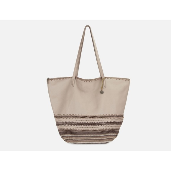 The Sak Faye Crochet Trim Leather Tote Bag Shoulder Bag - Picture 1 of 6
